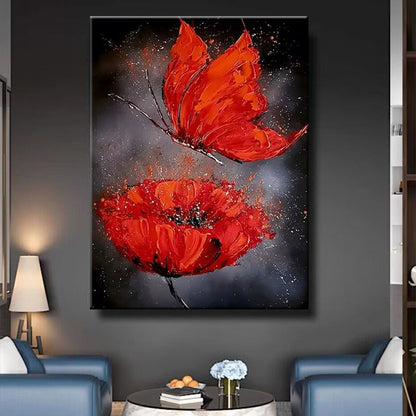 Abstract Floral Butterfly Canvas Art