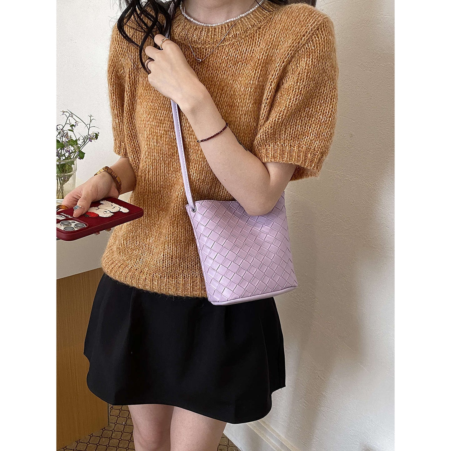 Woven Design Crossbody Handbag Acalora