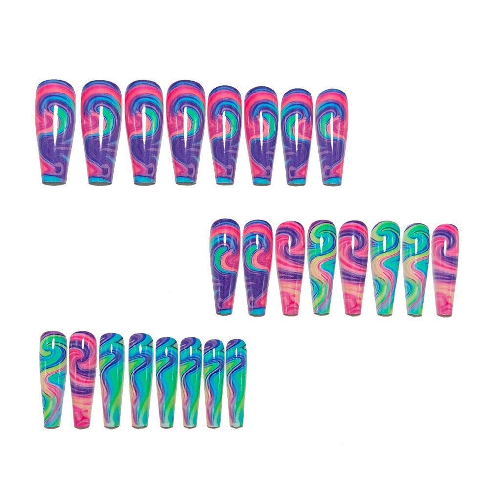 Artificial nails with colorful spiral patterns Acalora