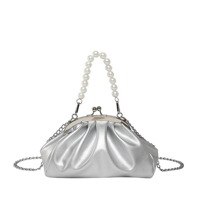 Elegant Clutch Handbag with Pearl Chain Acalora