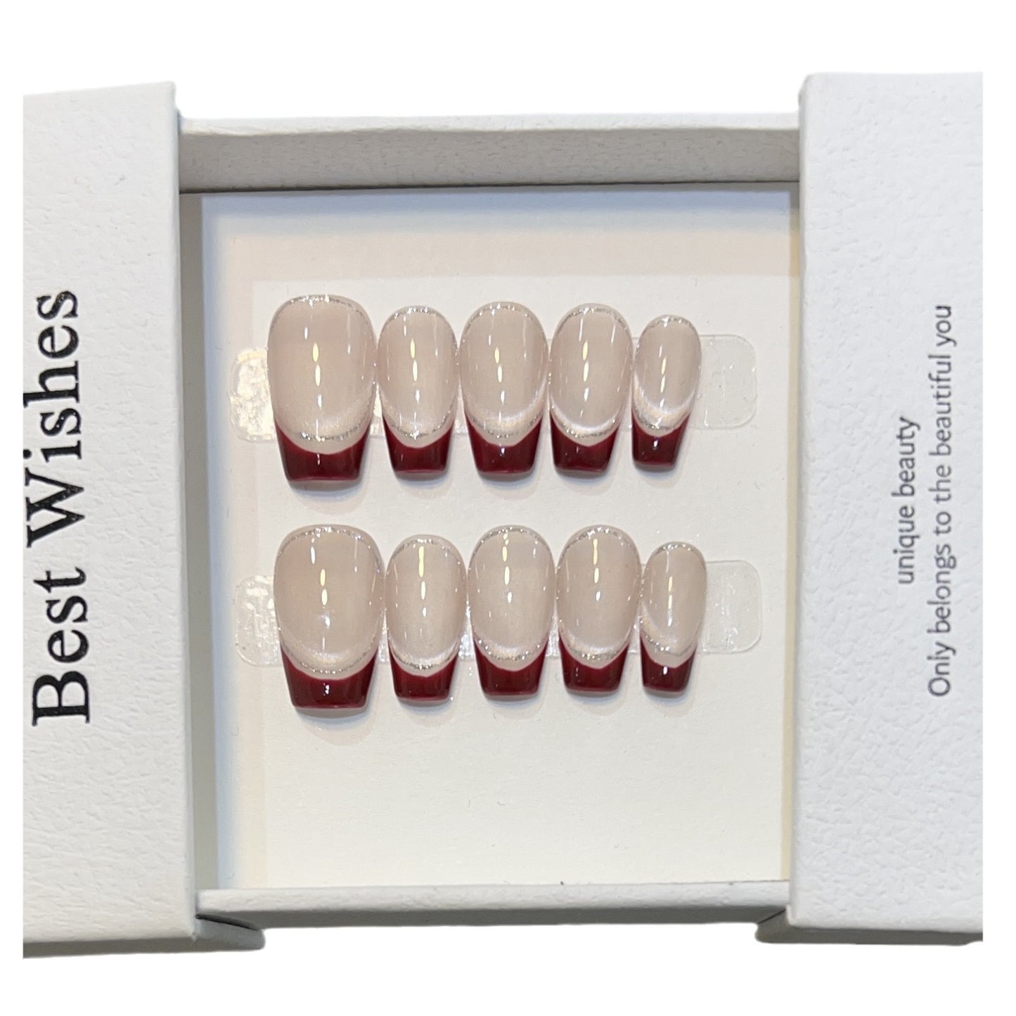 Artistic Gel Press-On Nail Set with Elegant French Tips Acalora