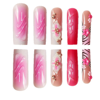 Decorative Floral Press-On Nail Extensions Acalora