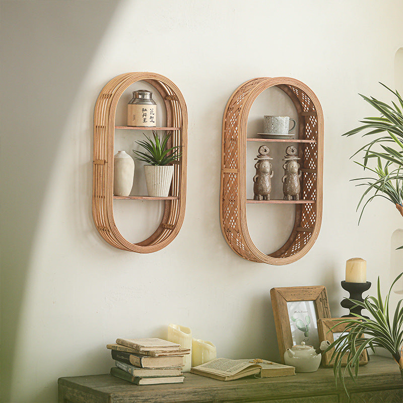 Wall shelf made of natural rattan Acalora