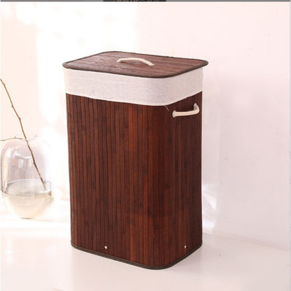 Elegant Laundry Basket Made of Bamboo with Practical Lid Acalora