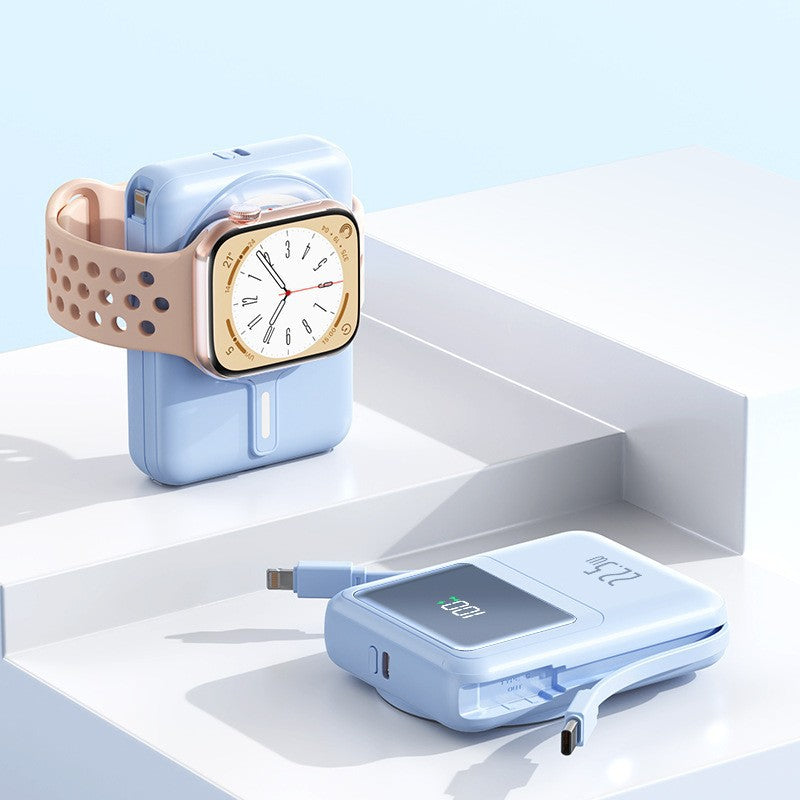 Portable power bank with integrated Apple Watch mounting mechanism and fast charging function Bowlift