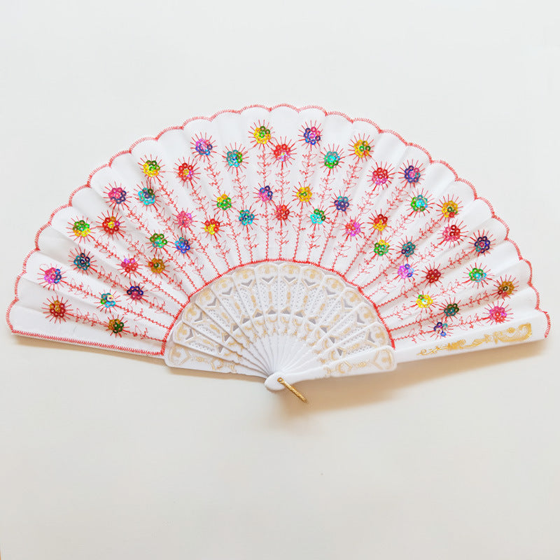 Ladies' handmade fan with fine embroideries Brehn