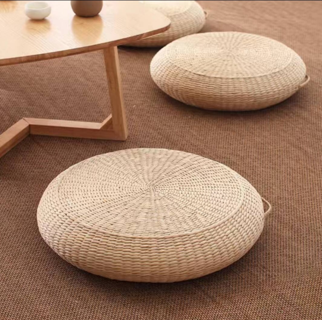 Handwoven Pouf in Boho Style Acalora