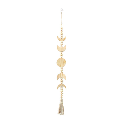 Decorative wall hanging with geometric wooden shapes