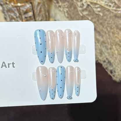Decorative Press-On Nail Set with Unique Dot Design Acalora