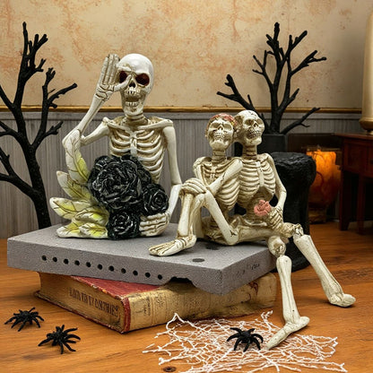 Stylish skeleton figure with top hat and black rose Acalora