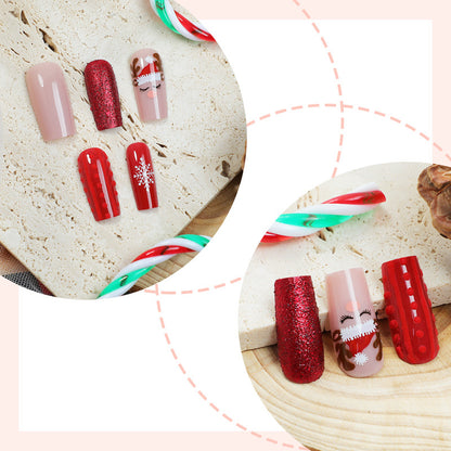 Festive Holiday-Themed Press-On Nail Art Set Acalora