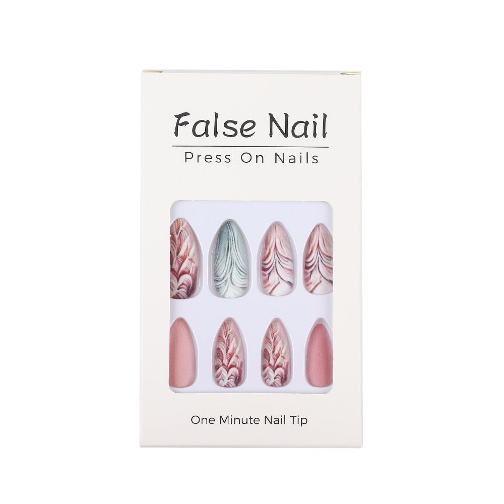 Artificial Nails Set with Modern Marble and Flower Patterns Acalora