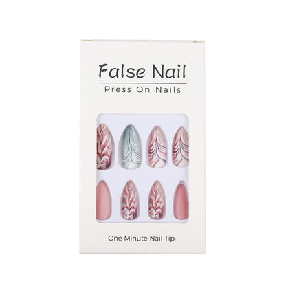 Artificial Nails Set with Modern Marble and Flower Patterns Acalora
