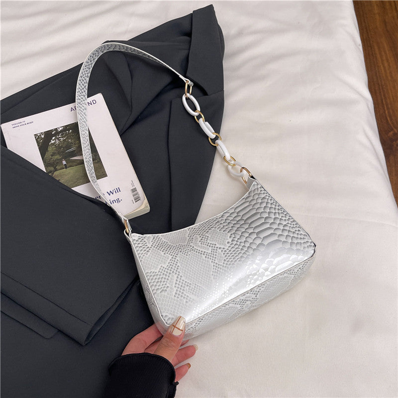 Stylish Textured Snakeskin Effect Handbag Acalora