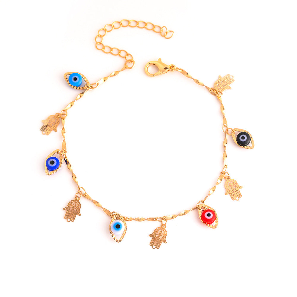 Decorative Evil Eye Charm Ankle Bracelet Acalora