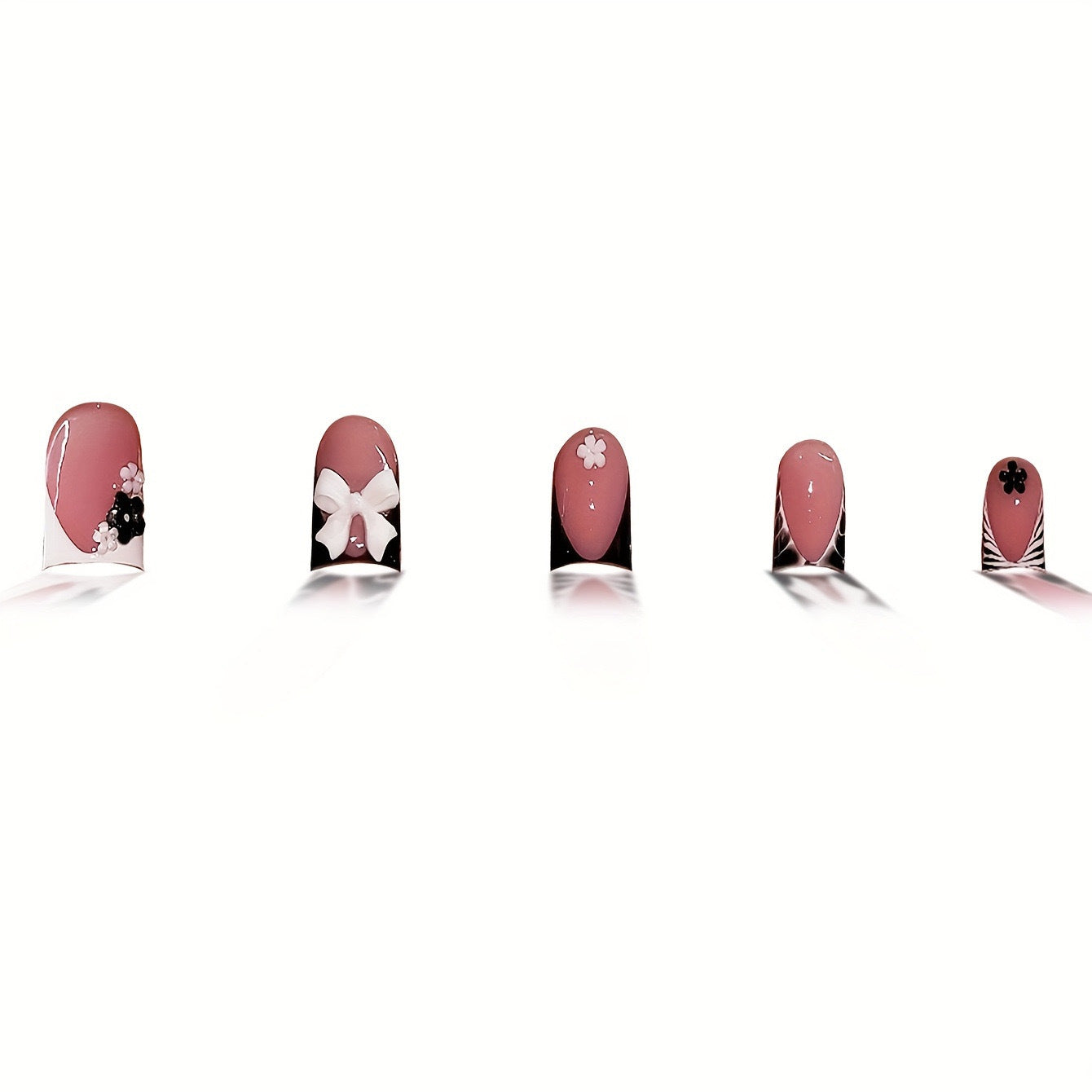 Decorative Press-On Nail Art with Floral and Graphic Designs Acalora