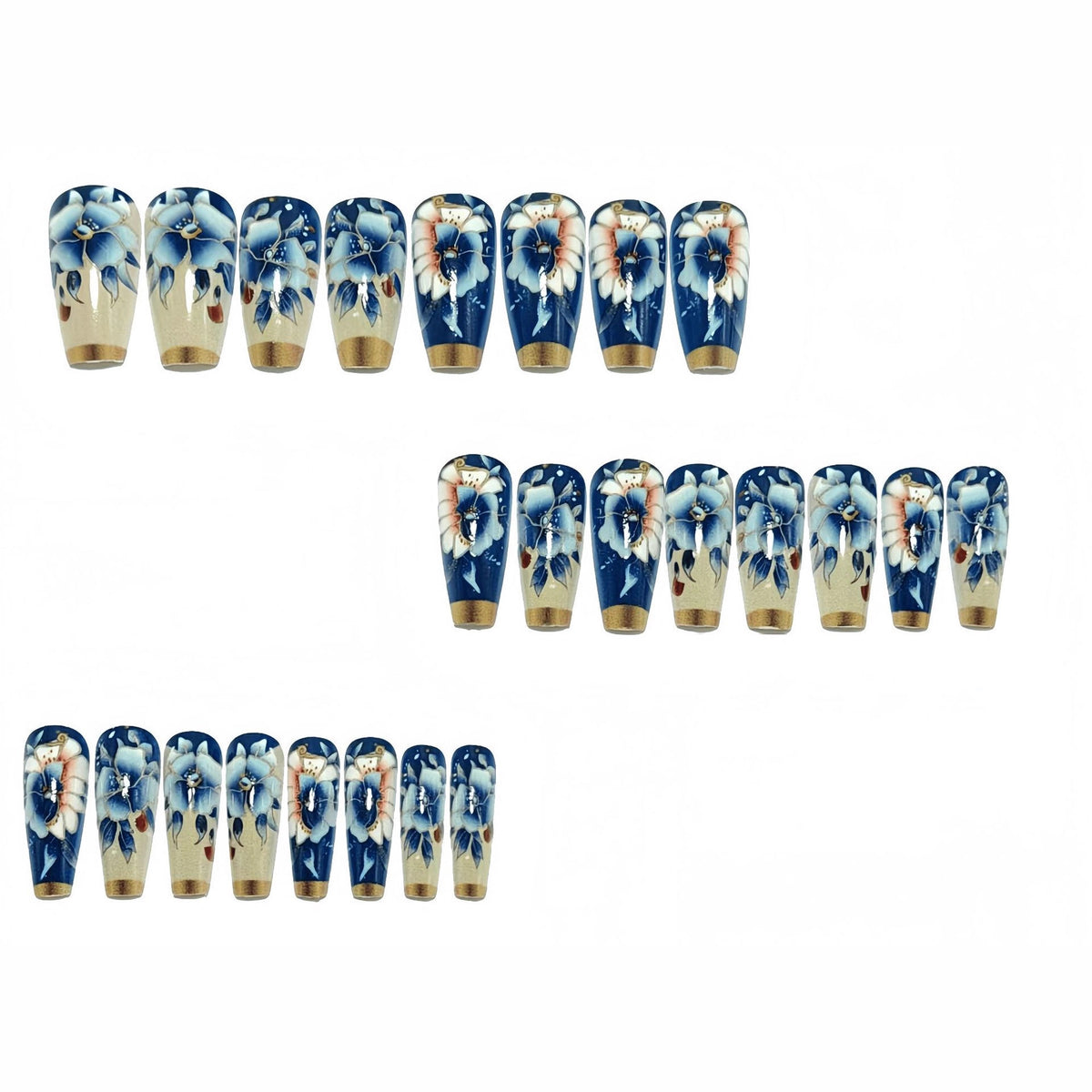 Artificial nails with floral and glamorous 3D applications Acalora