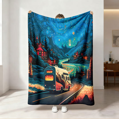 Unisex Soccer-Themed Fleece Blanket