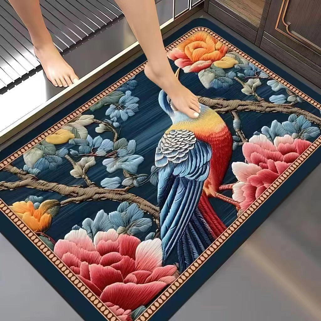 Floral-Embossed Memory Foam Bath Mat