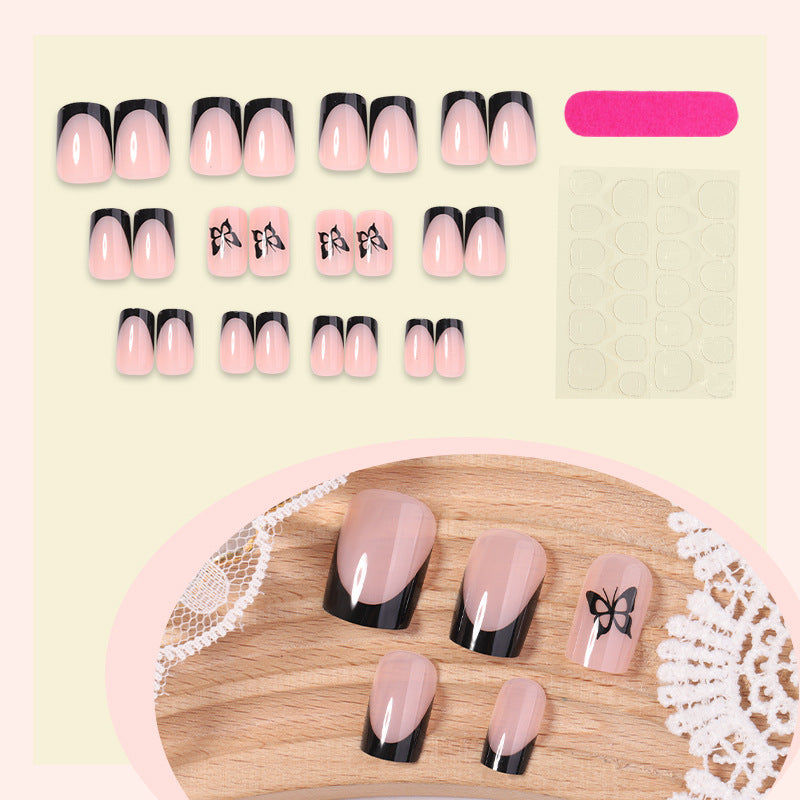 Decorative Press-On Nail Set with Elegant Bow Accents Acalora