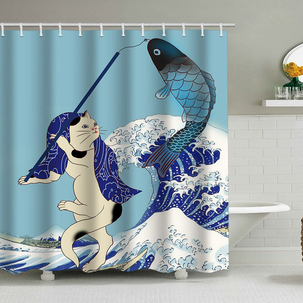 Artistic Dog Illustration Shower Curtain