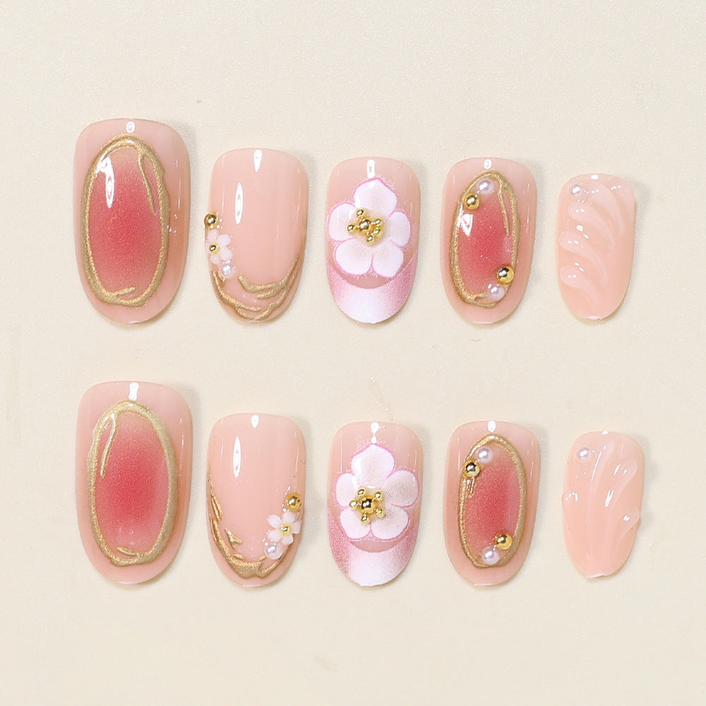 Floral Embellished Press-On Nail Art Set Acalora