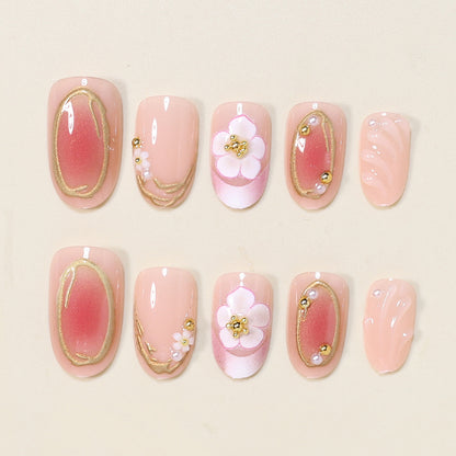 Floral Embellished Press-On Nail Art Set Acalora