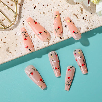 Elegant artificial nails with floral decorations Acalora