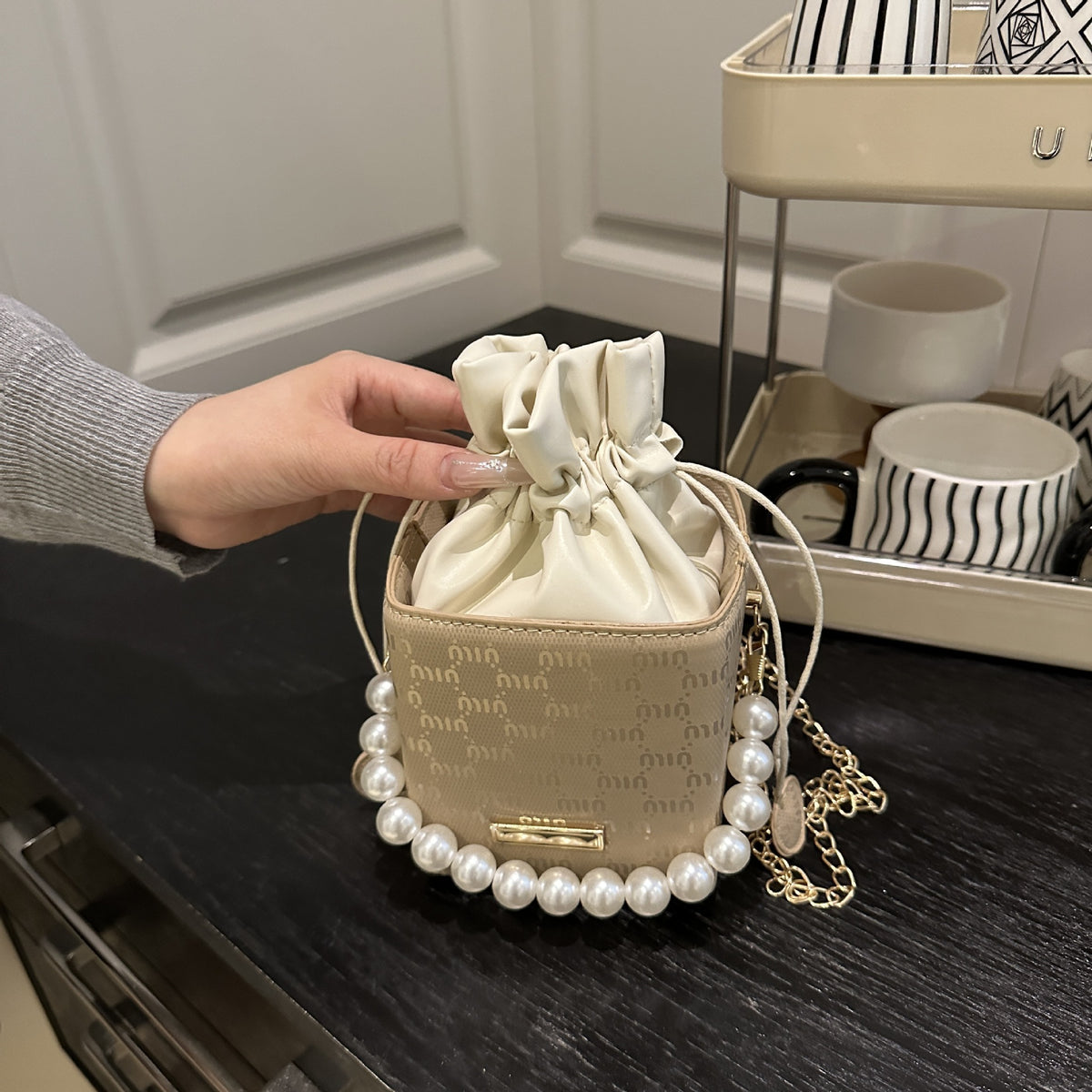 Elegant Pearl-Handled Mini Bucket Bag Acalora