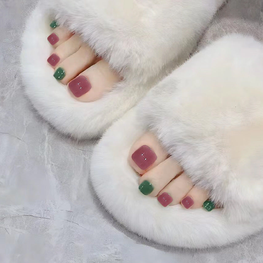 Premium Decorative Press-On Toenails with Crystal Accents Acalora