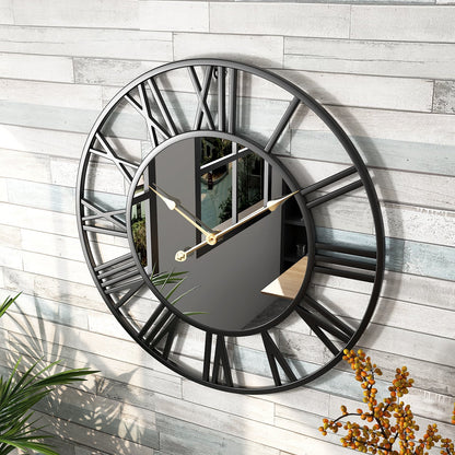 Frendorf | Metal Vintage Large Size Wall Clock with Mirror 39cm