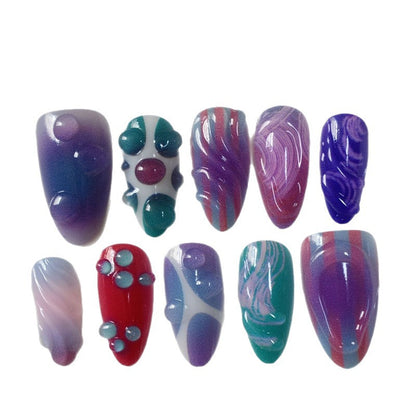 Artistic Cartoon-Themed Press-On Nail Art Set Acalora