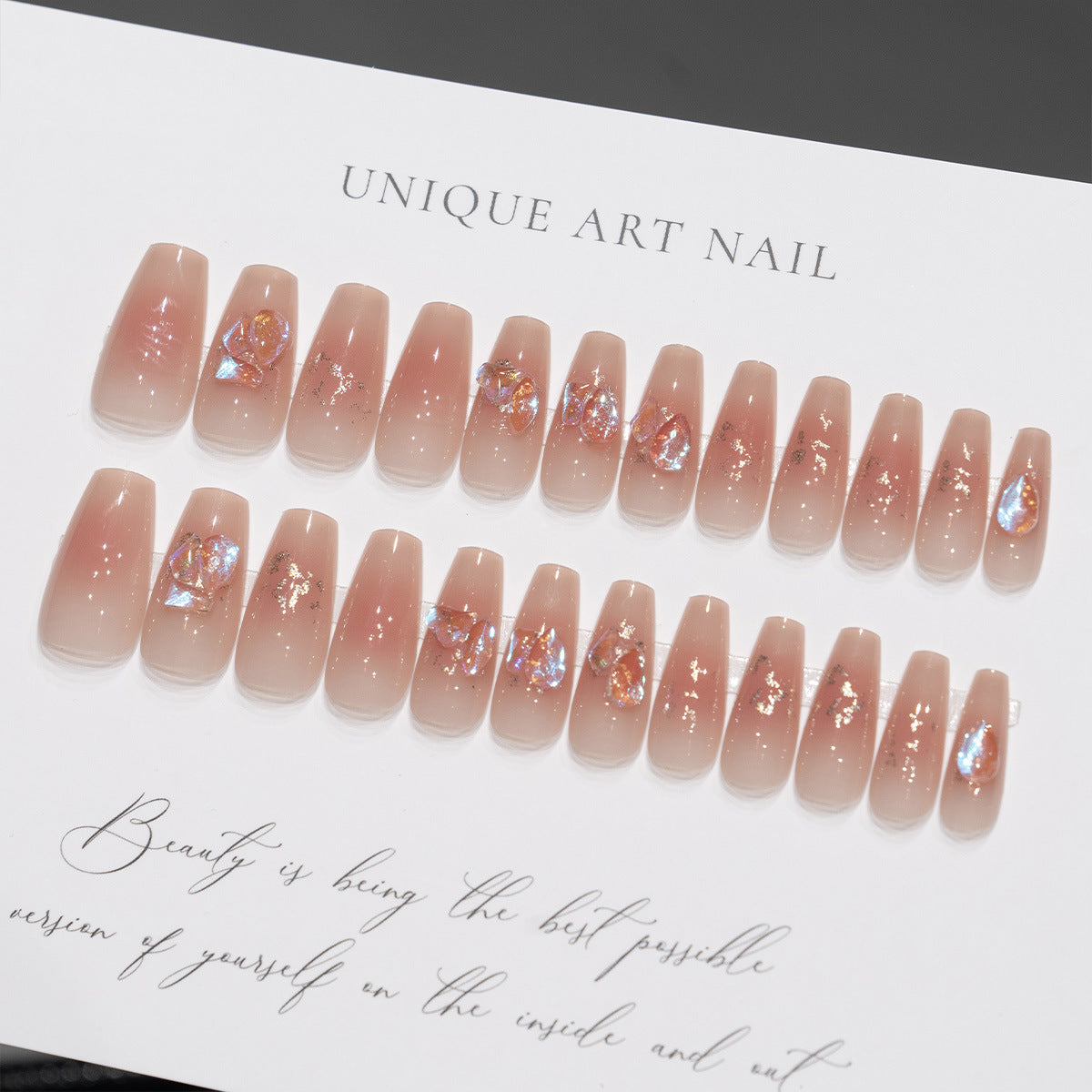Artistic Press-On Nail Tips with Floral Design Acalora