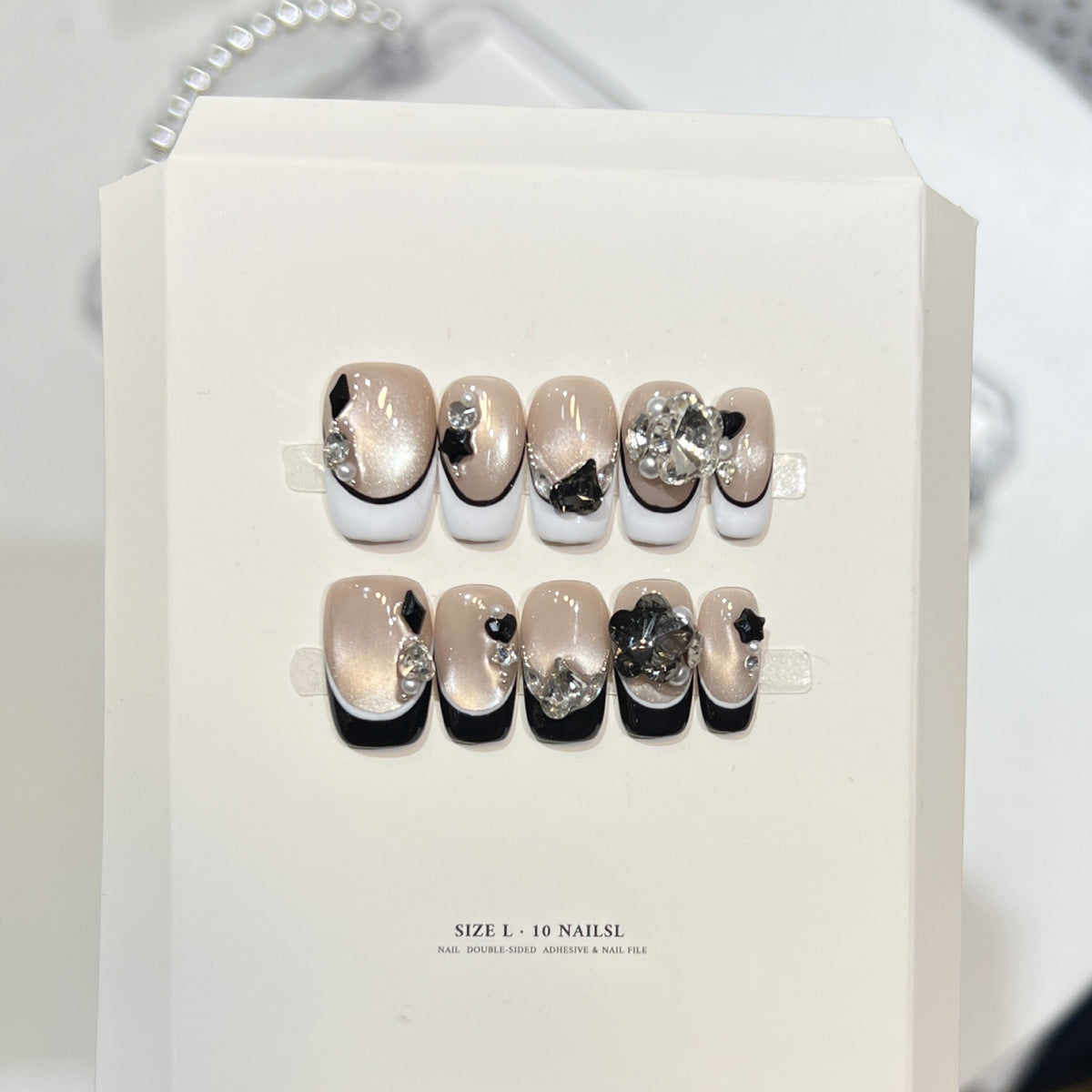 Decorative Press-On Nails with Elegant Gemstone Accents Acalora