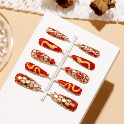 Artistic Snake Design Press-On Nail Set Acalora
