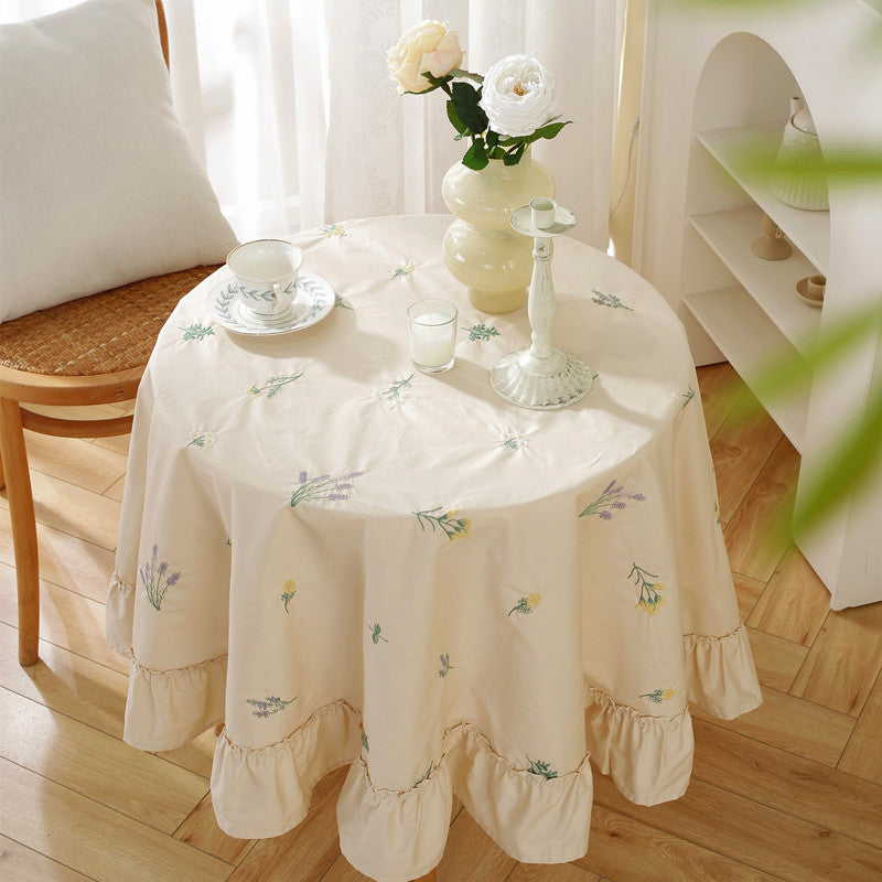 Embroidered Floral Tablecloth