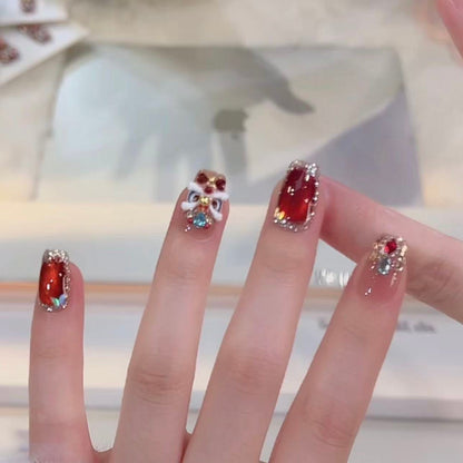 Artificial nails with glitter and gemstone applications Acalora