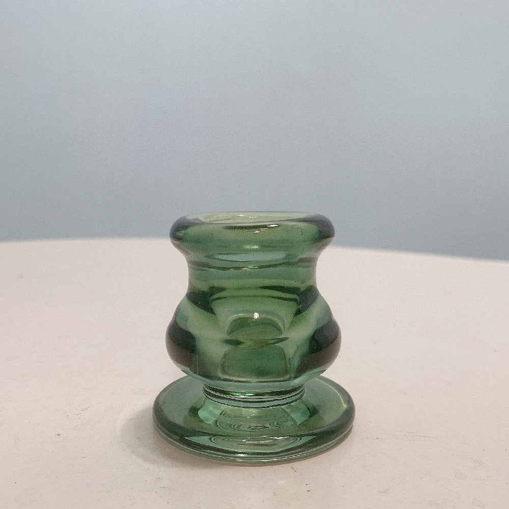 Glass Taper Candle Holder with Curved Weighted Base Acalora