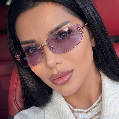 Women's futuristic designer sunglasses with unusual frame and UV protection Skanto