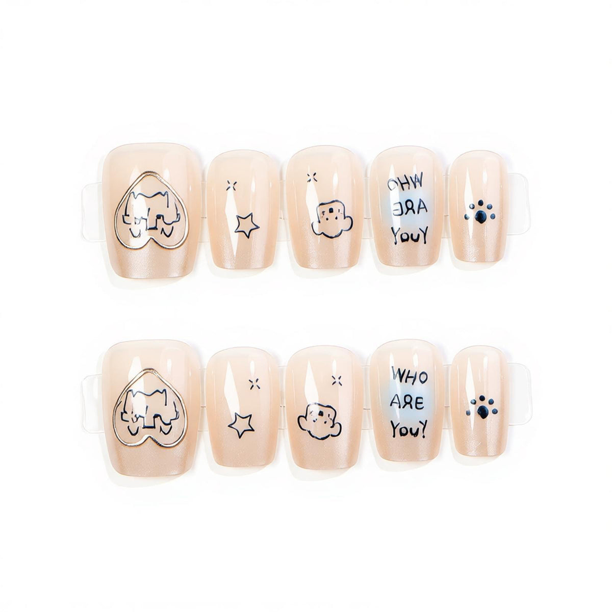 Fun-Themed Press-On Nail Art Set Acalora