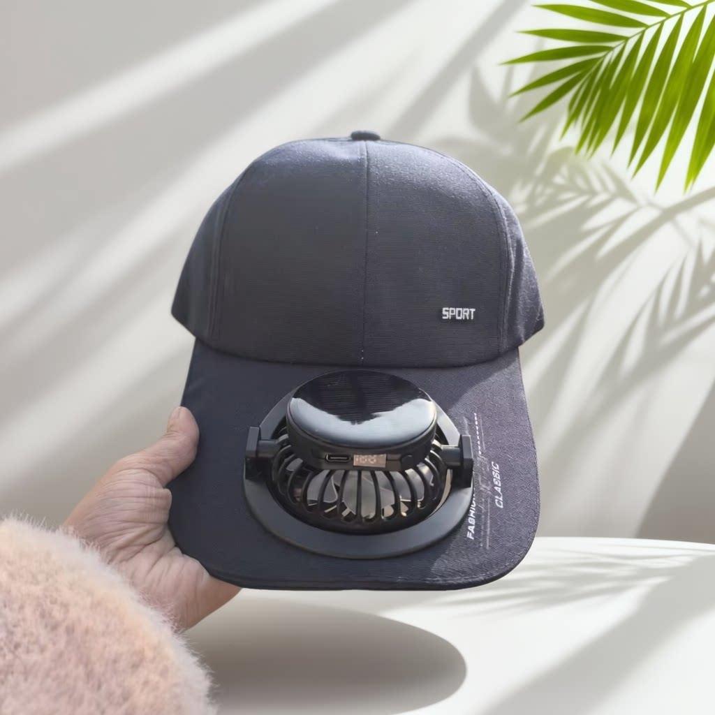 Portable solar-powered USB-C fan with digital battery display Brehn