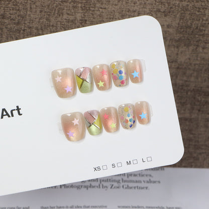 Artistic Stiletto Press-On Nail Set with Floral and Abstract Patterns Acalora