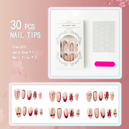 Artificial nails with floral design and elegant accents Acalora