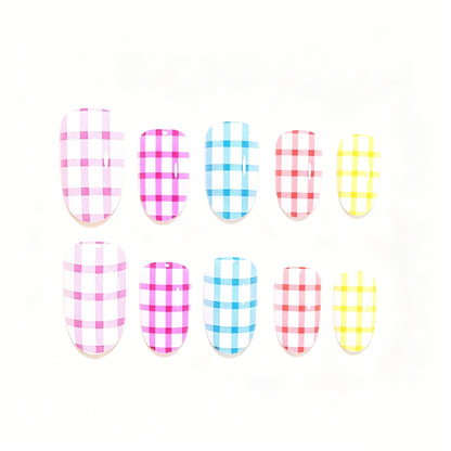 Chic Gingham Pattern Nail Art Wraps Acalora