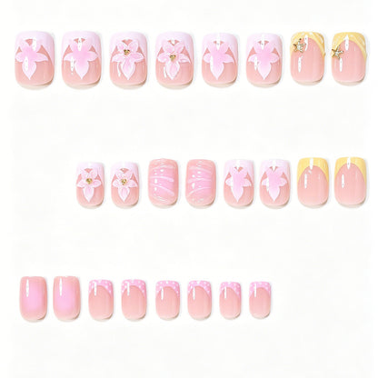 Decorative Press-On Nail Art Tips with Floral Accents Acalora