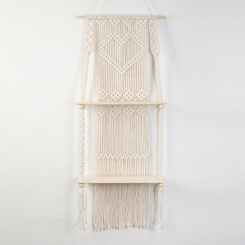 Macrame shelf with heart design Acalora
