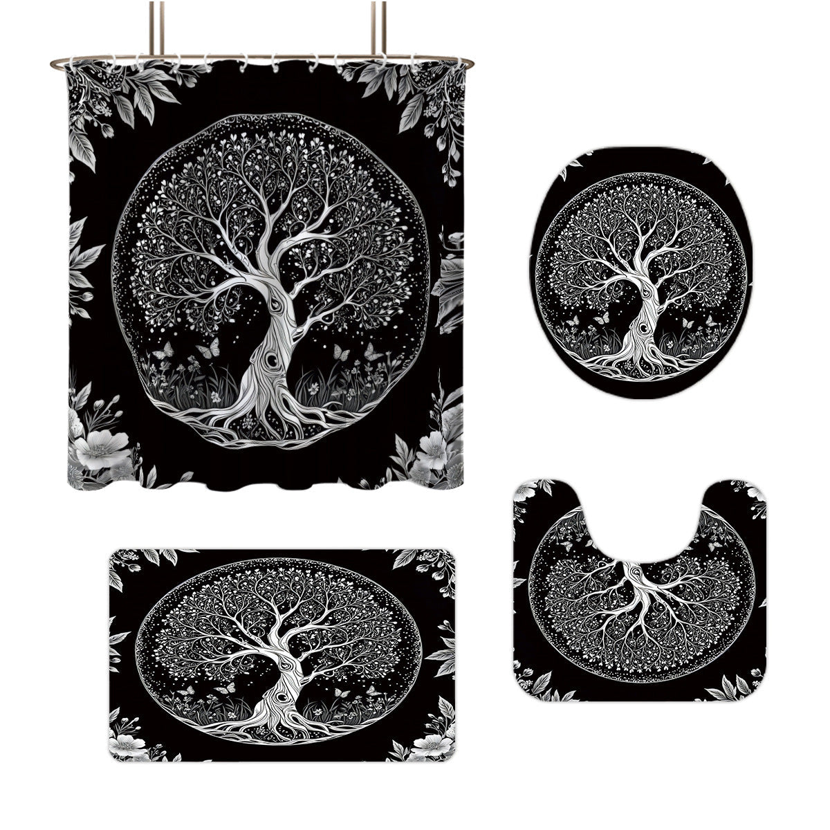 Artistic Tree Design Bathroom Set
