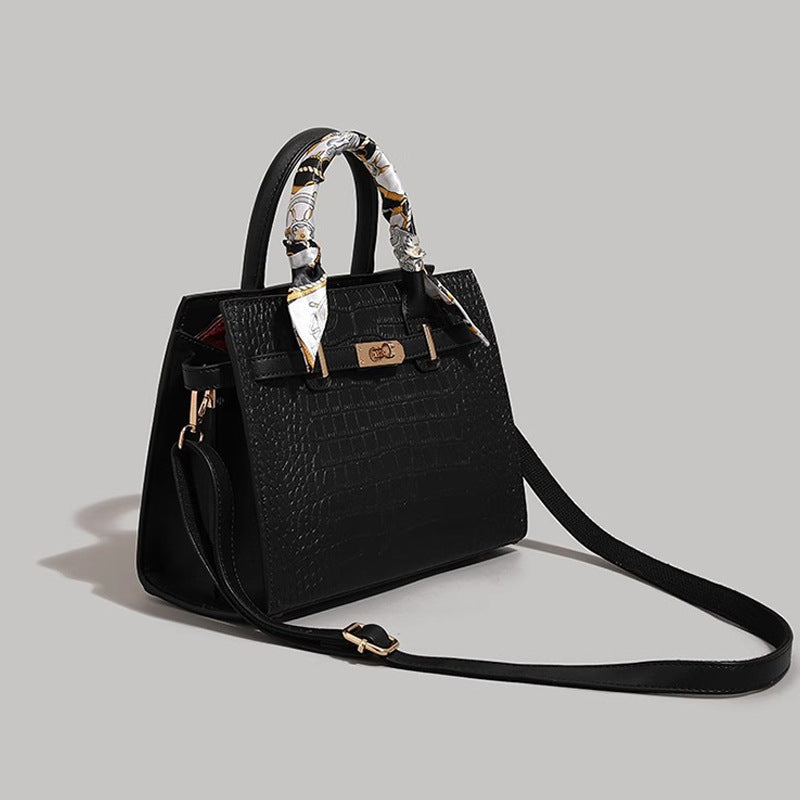 Textured Crocodile-Patterned Handbag Acalora
