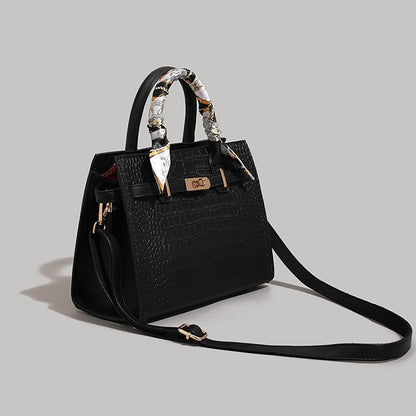 Textured Crocodile-Patterned Handbag Acalora