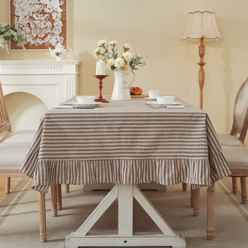 Flirty Striped Tablecloth with Ruffled Hem
